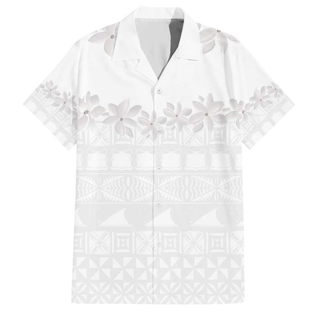 Tokelau White Sunday Hawaiian Shirt Polynesian Pattern Gardenia Thunbergia LT14 White - Polynesian Pride