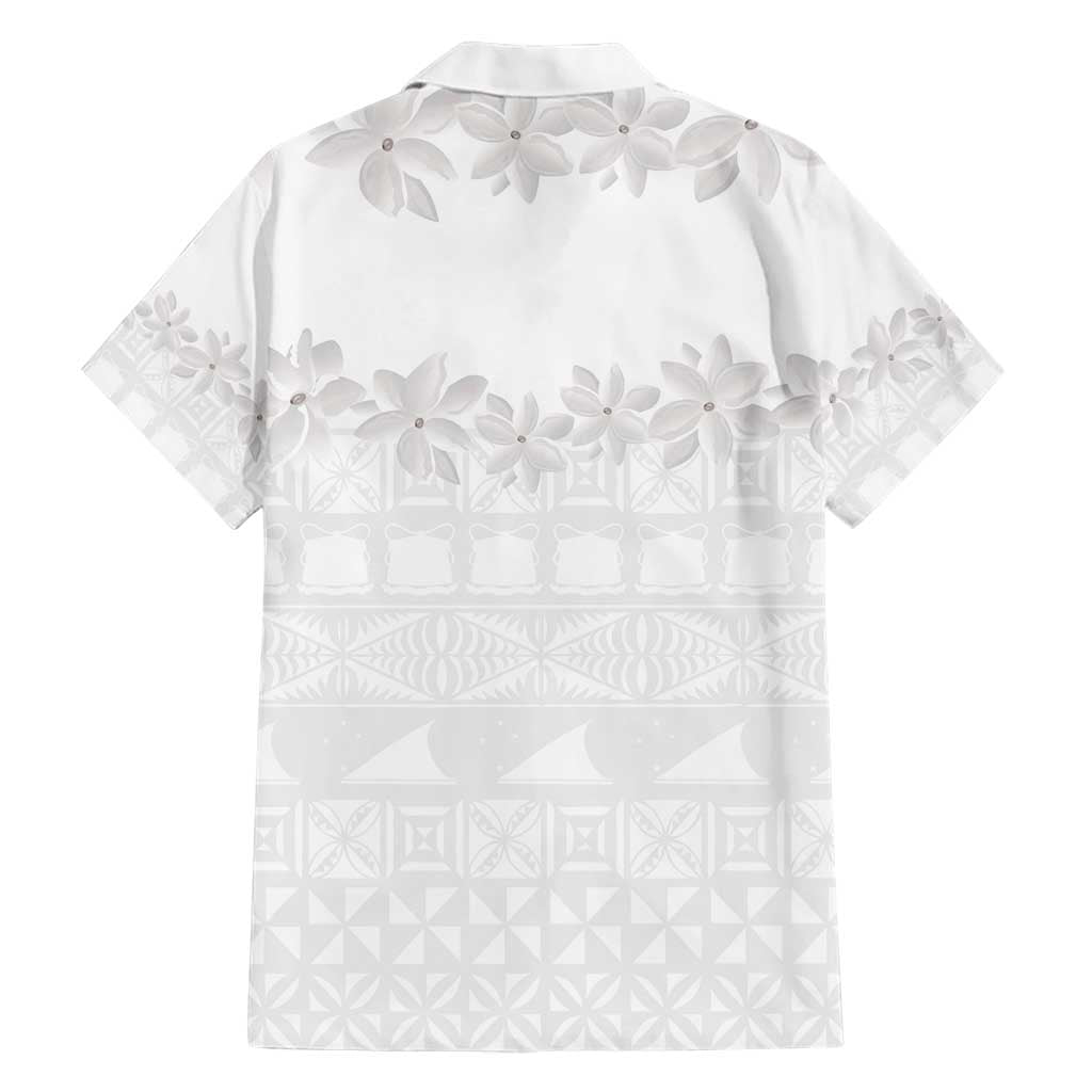 Tokelau White Sunday Hawaiian Shirt Polynesian Pattern Gardenia Thunbergia LT14 - Polynesian Pride