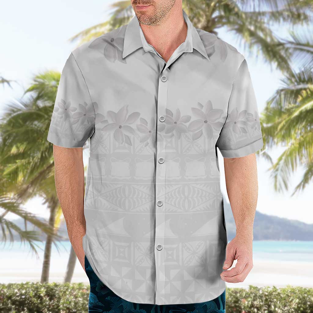 Tokelau White Sunday Hawaiian Shirt Polynesian Pattern Gardenia Thunbergia LT14 - Polynesian Pride