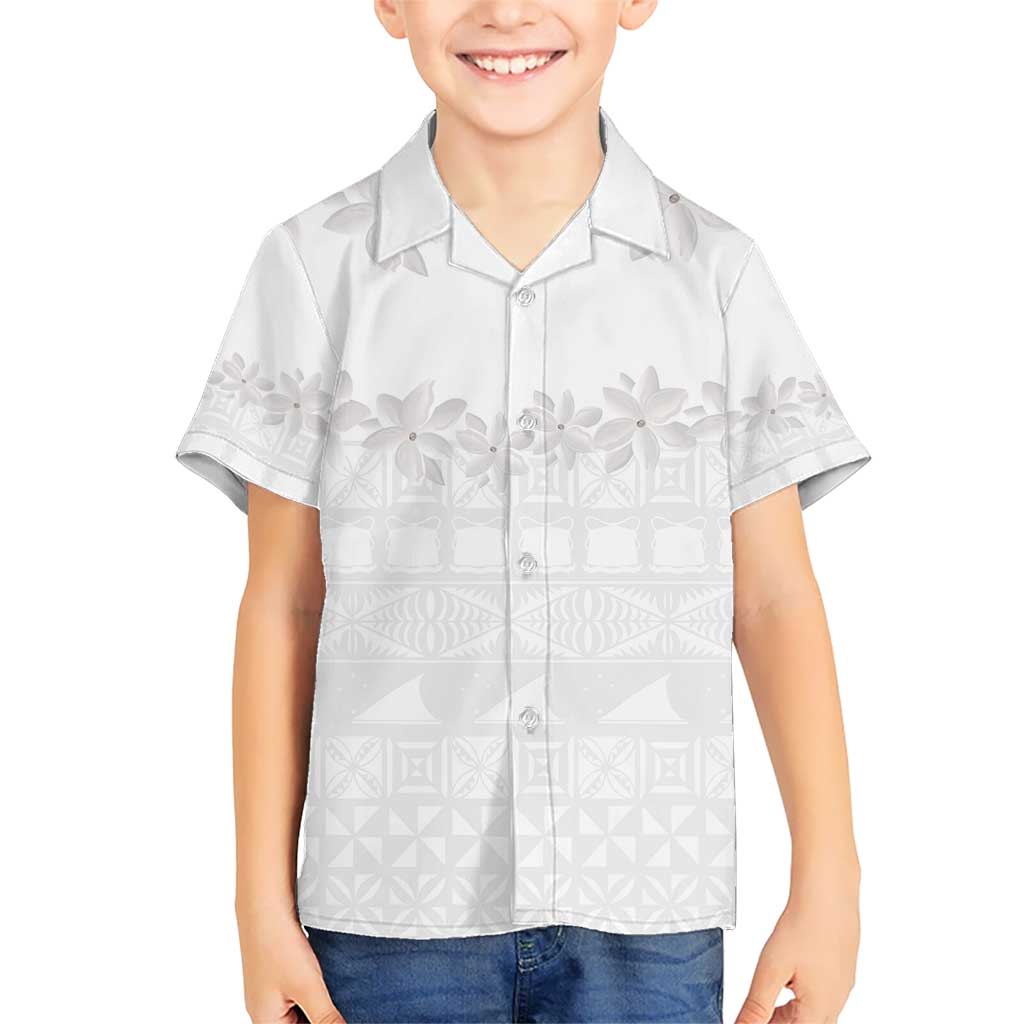 Tokelau White Sunday Hawaiian Shirt Polynesian Pattern Gardenia Thunbergia LT14 - Polynesian Pride