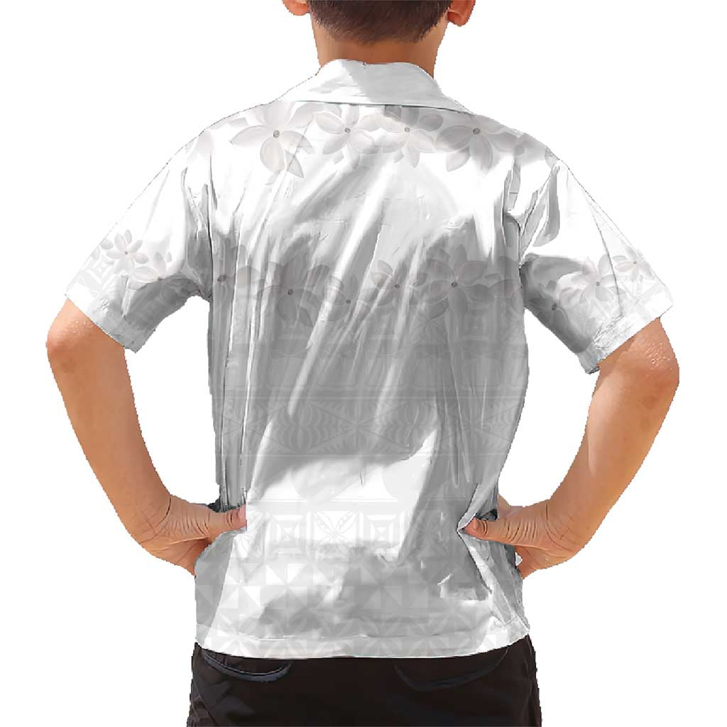 Tokelau White Sunday Hawaiian Shirt Polynesian Pattern Gardenia Thunbergia LT14 - Polynesian Pride
