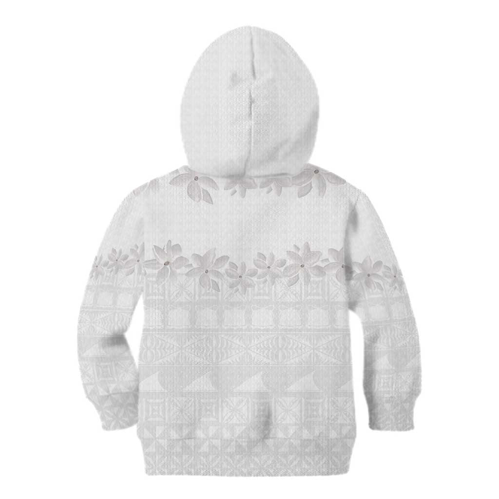 Tokelau White Sunday Kid Hoodie Polynesian Pattern Gardenia Thunbergia LT14 - Polynesian Pride