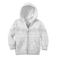 Tokelau White Sunday Kid Hoodie Polynesian Pattern Gardenia Thunbergia LT14 Zip Hoodie White - Polynesian Pride