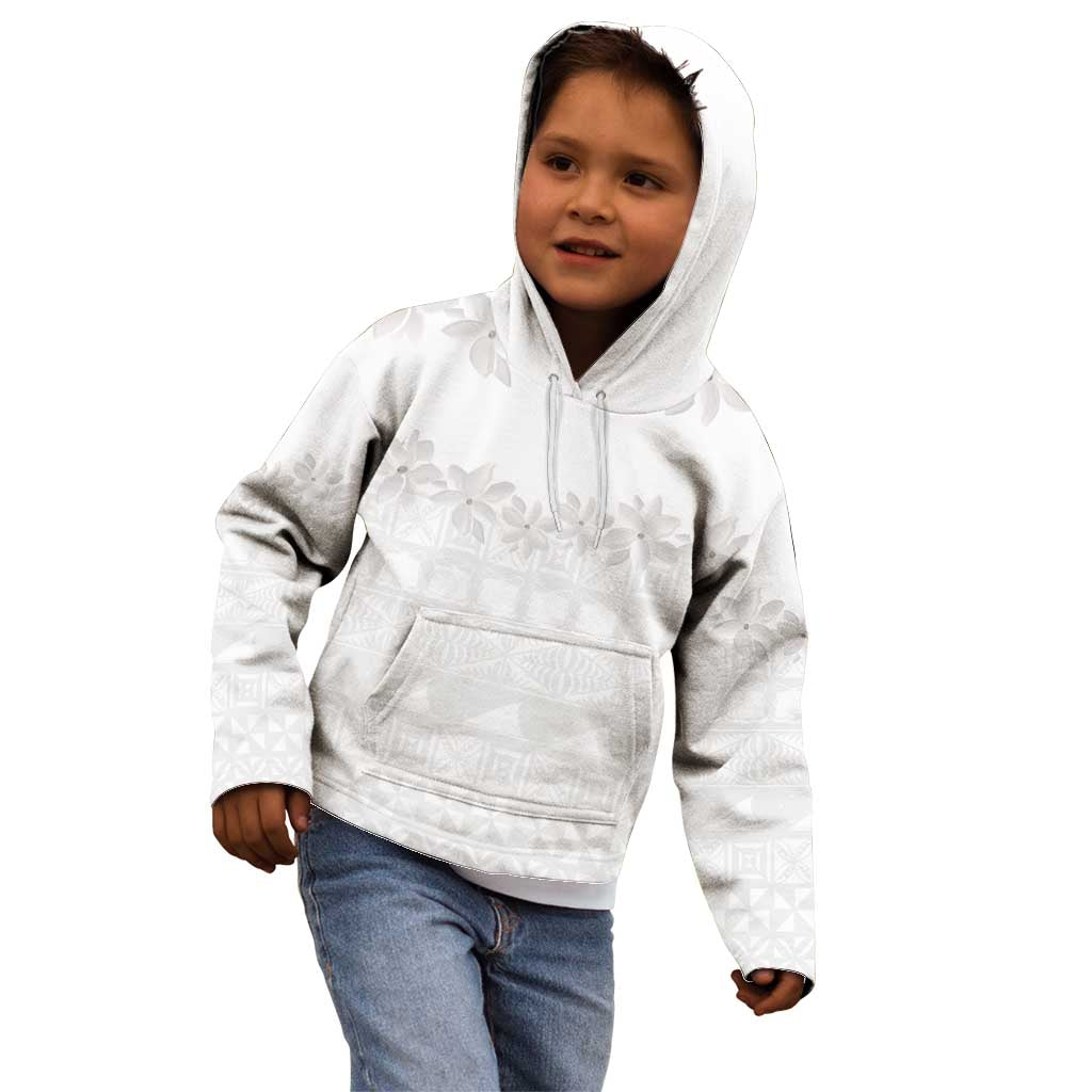 Tokelau White Sunday Kid Hoodie Polynesian Pattern Gardenia Thunbergia LT14 - Polynesian Pride