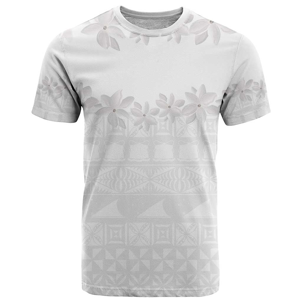 Tokelau White Sunday T Shirt Polynesian Pattern Gardenia Thunbergia LT14 White - Polynesian Pride