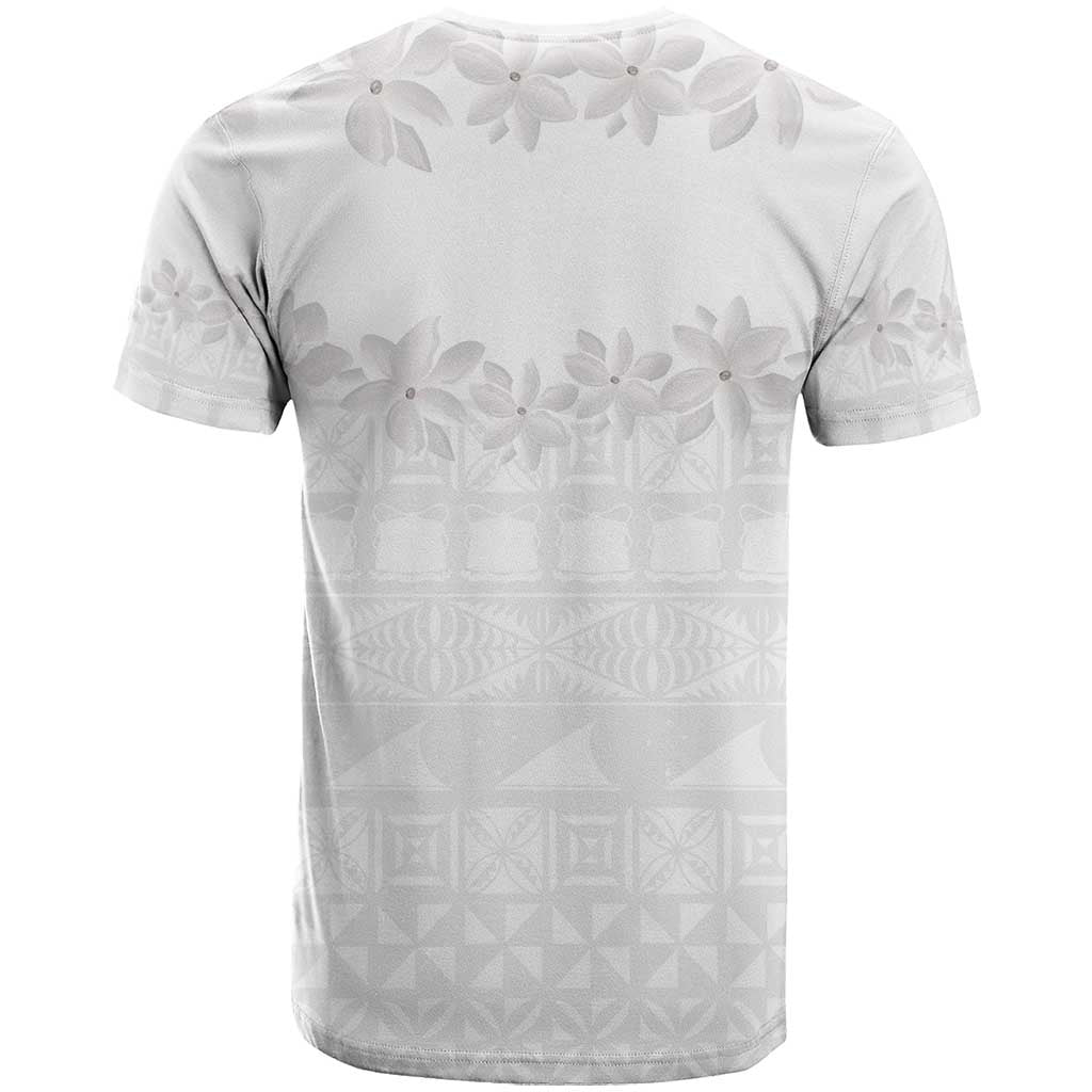 Tokelau White Sunday T Shirt Polynesian Pattern Gardenia Thunbergia LT14 - Polynesian Pride