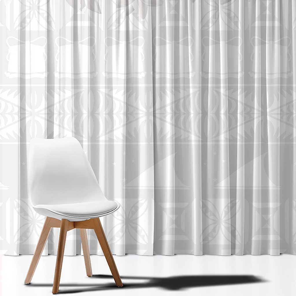 Tokelau White Sunday Window Curtain Polynesian Pattern Gardenia Thunbergia