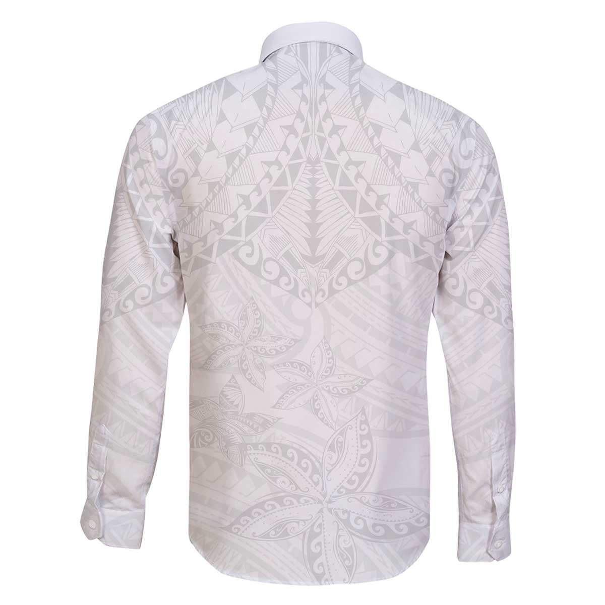 American Samoa White Sunday Family Matching Off The Shoulder Long Sleeve Dress and Hawaiian Shirt Lotu Tamaiti Plumeria With Samoan Pattern LT14 - Polynesian Pride