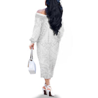 American Samoa White Sunday Family Matching Off The Shoulder Long Sleeve Dress and Hawaiian Shirt Lotu Tamaiti Plumeria With Samoan Pattern LT14 - Polynesian Pride