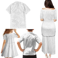 American Samoa White Sunday Family Matching Puletasi and Hawaiian Shirt Lotu Tamaiti Plumeria With Samoan Pattern
