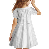 American Samoa White Sunday Kid Short Sleeve Dress Lotu Tamaiti Plumeria With Samoan Pattern LT14 - Polynesian Pride