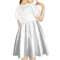 American Samoa White Sunday Kid Short Sleeve Dress Lotu Tamaiti Plumeria With Samoan Pattern LT14 - Polynesian Pride
