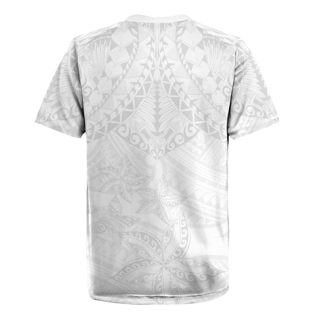 American Samoa White Sunday Rugby Jersey Lotu Tamaiti Plumeria With Samoan Pattern
