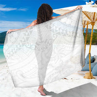 American Samoa White Sunday Sarong Lotu Tamaiti Plumeria With Samoan Pattern LT14 One Size 44 x 66 inches White - Polynesian Pride