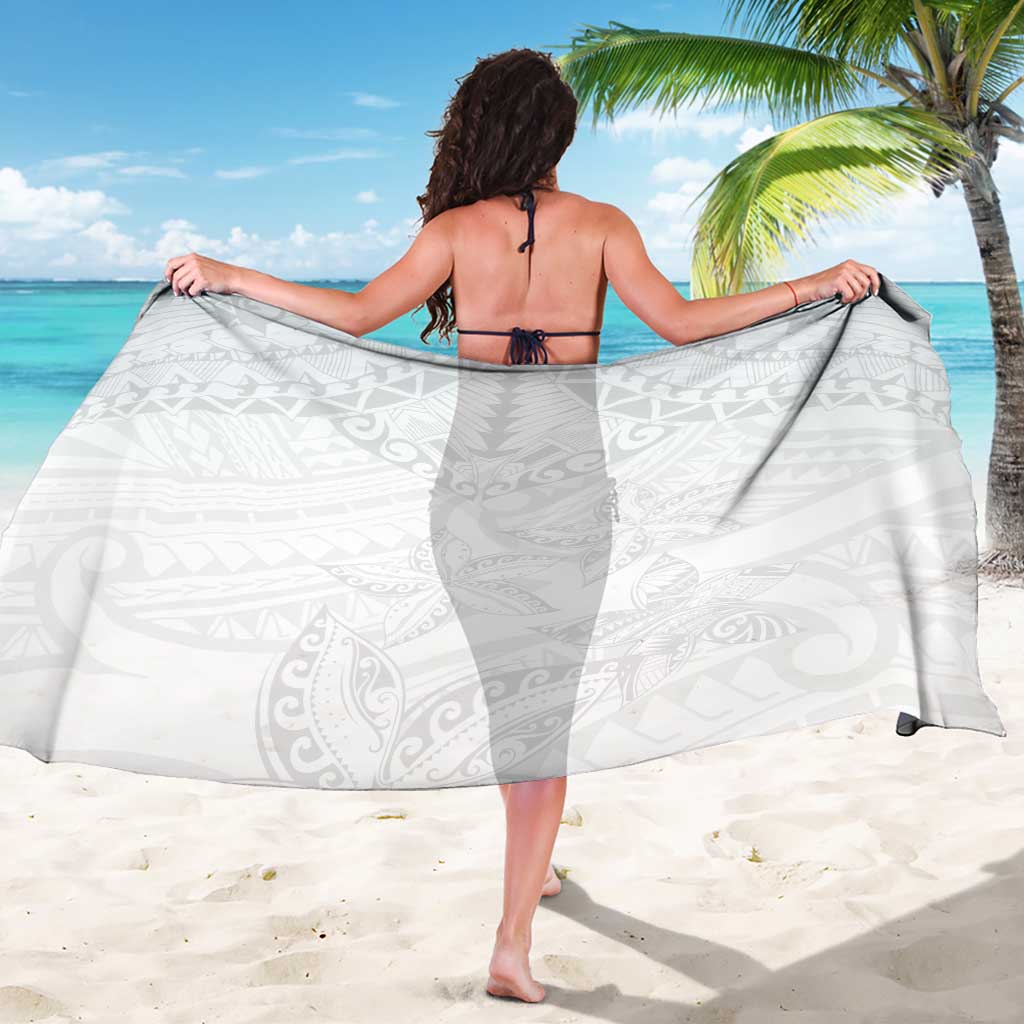 American Samoa White Sunday Sarong Lotu Tamaiti Plumeria With Samoan Pattern LT14 - Polynesian Pride