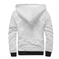 American Samoa White Sunday Sherpa Hoodie Lotu Tamaiti Plumeria With Samoan Pattern