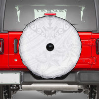 American Samoa White Sunday Spare Tire Cover Lotu Tamaiti Plumeria With Samoan Pattern
