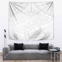 American Samoa White Sunday Tapestry Lotu Tamaiti Plumeria With Samoan Pattern LT14 White - Polynesian Pride