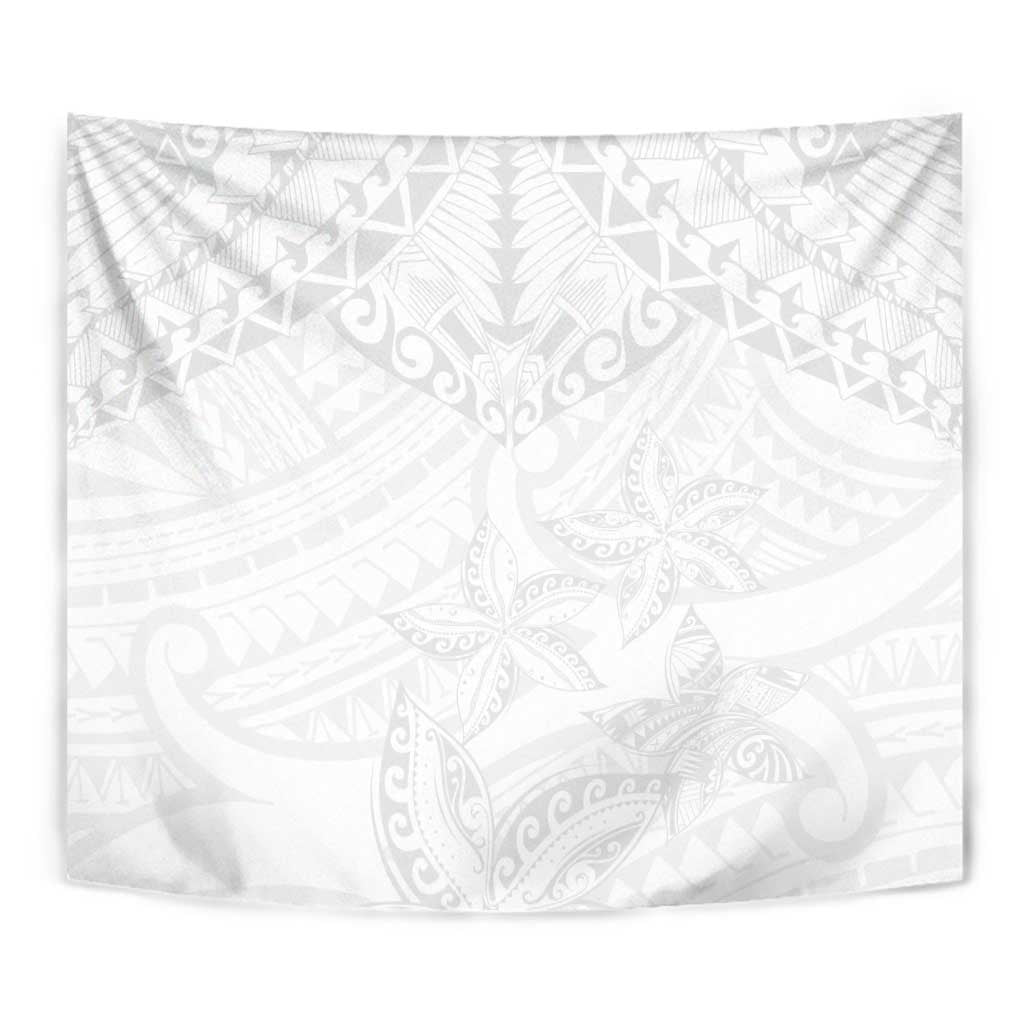 American Samoa White Sunday Tapestry Lotu Tamaiti Plumeria With Samoan Pattern LT14 - Polynesian Pride