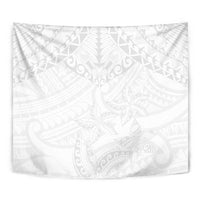 American Samoa White Sunday Tapestry Lotu Tamaiti Plumeria With Samoan Pattern LT14 - Polynesian Pride
