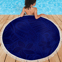 Blue Polynesia Beach Blanket Polynesian Pattern Mix Plumeria