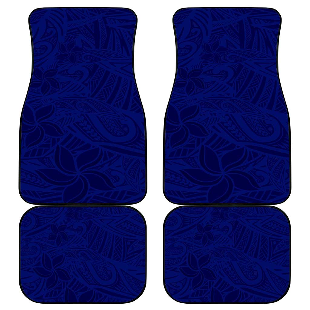 Blue Polynesia Car Mats Polynesian Pattern Mix Plumeria