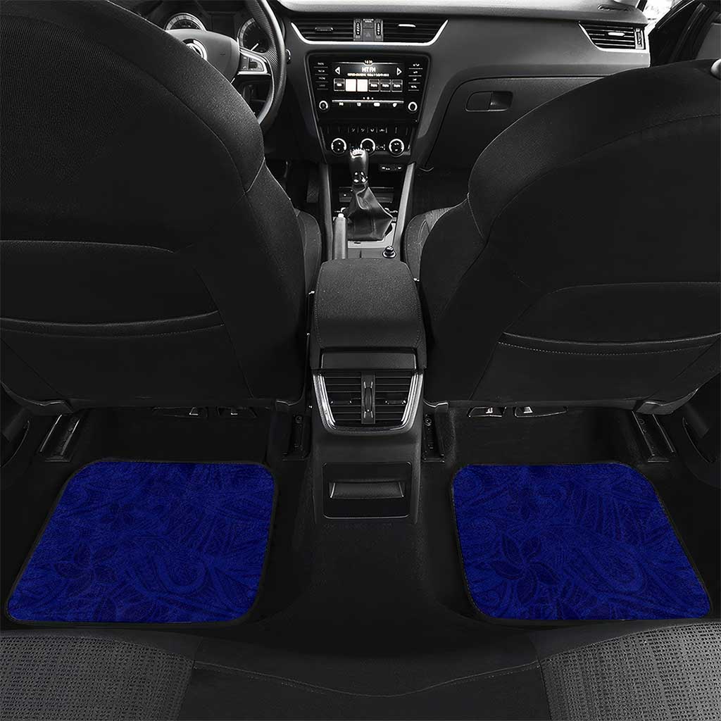 Blue Polynesia Car Mats Polynesian Pattern Mix Plumeria