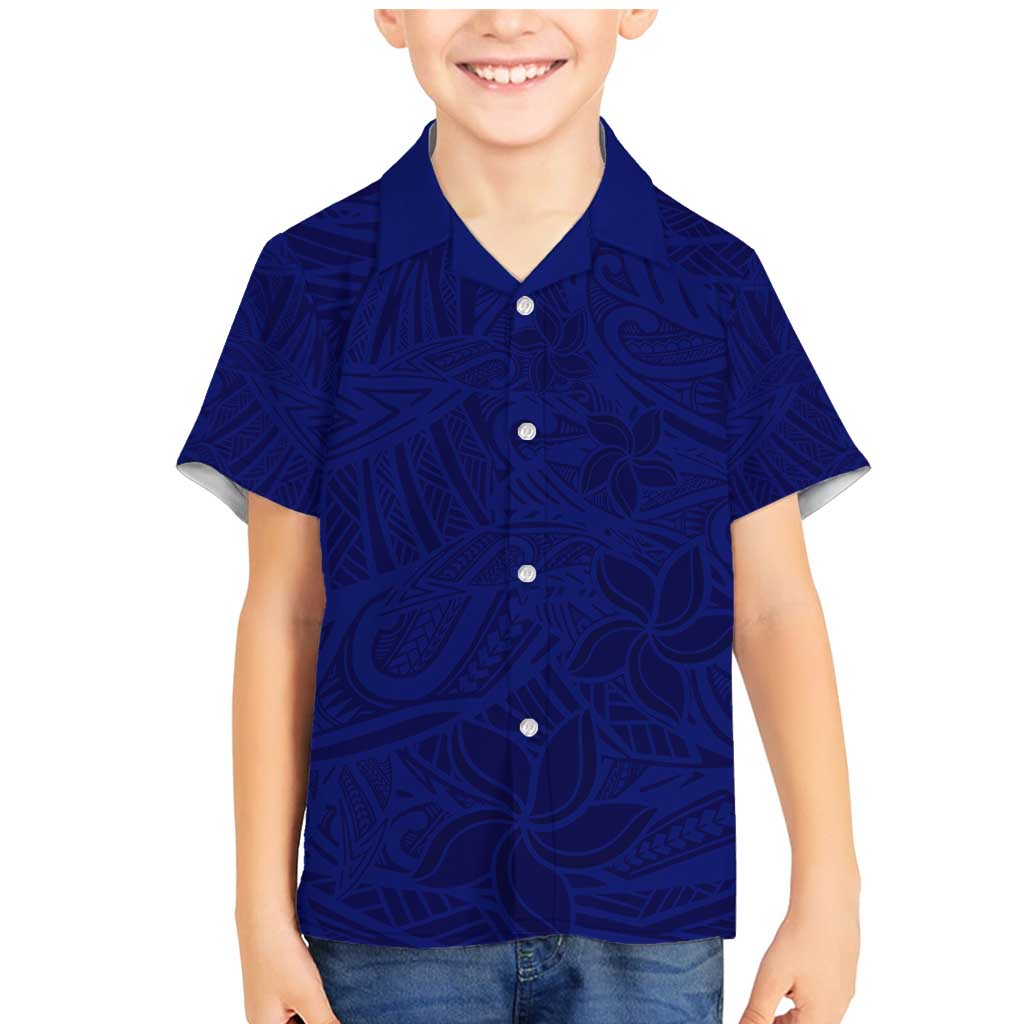 Blue Polynesia Family Matching Mermaid Dress and Hawaiian Shirt Polynesian Pattern Mix Plumeria