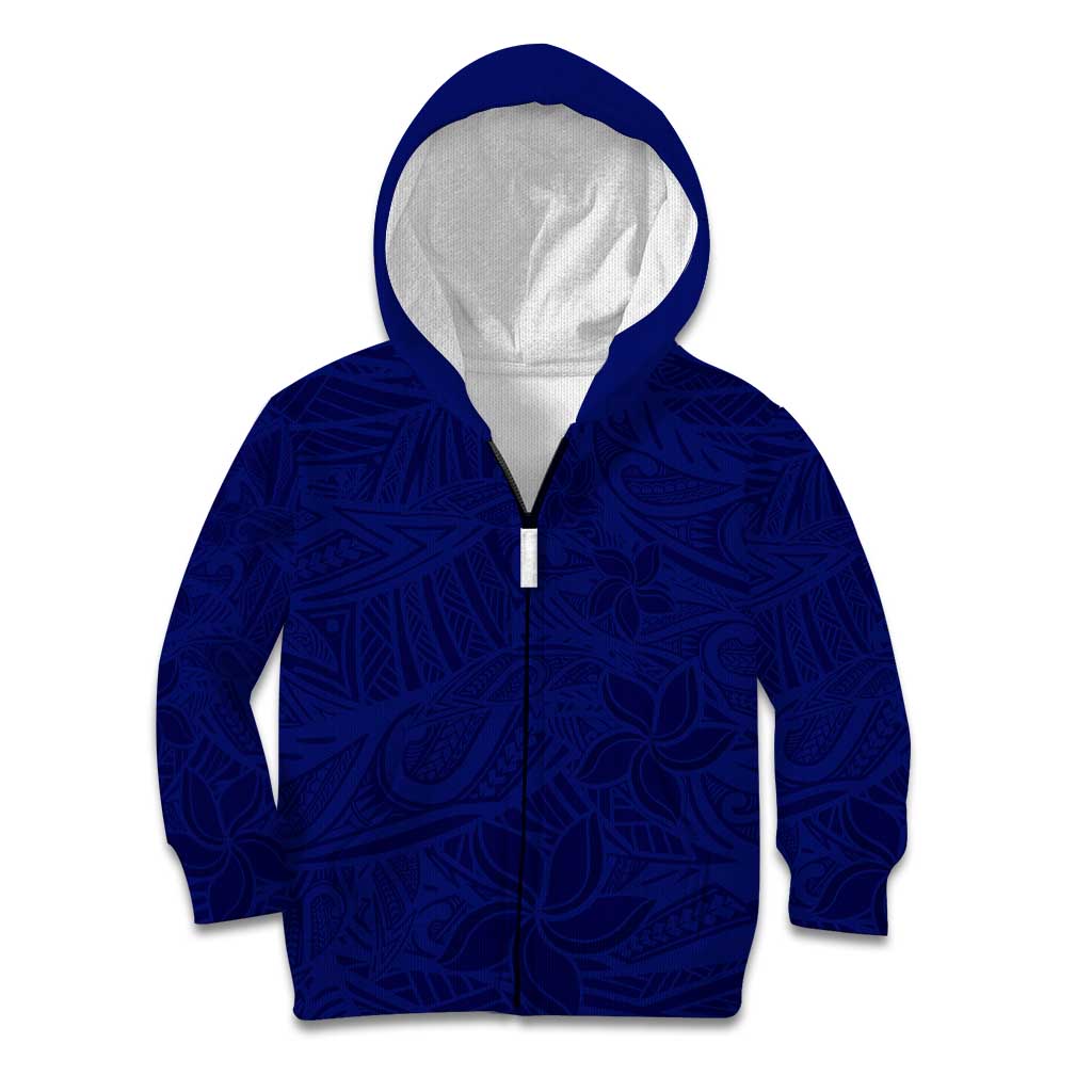 Blue Polynesia Kid Hoodie Polynesian Pattern Mix Plumeria