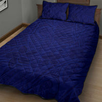 Blue Polynesia Quilt Bed Set Polynesian Pattern Mix Plumeria