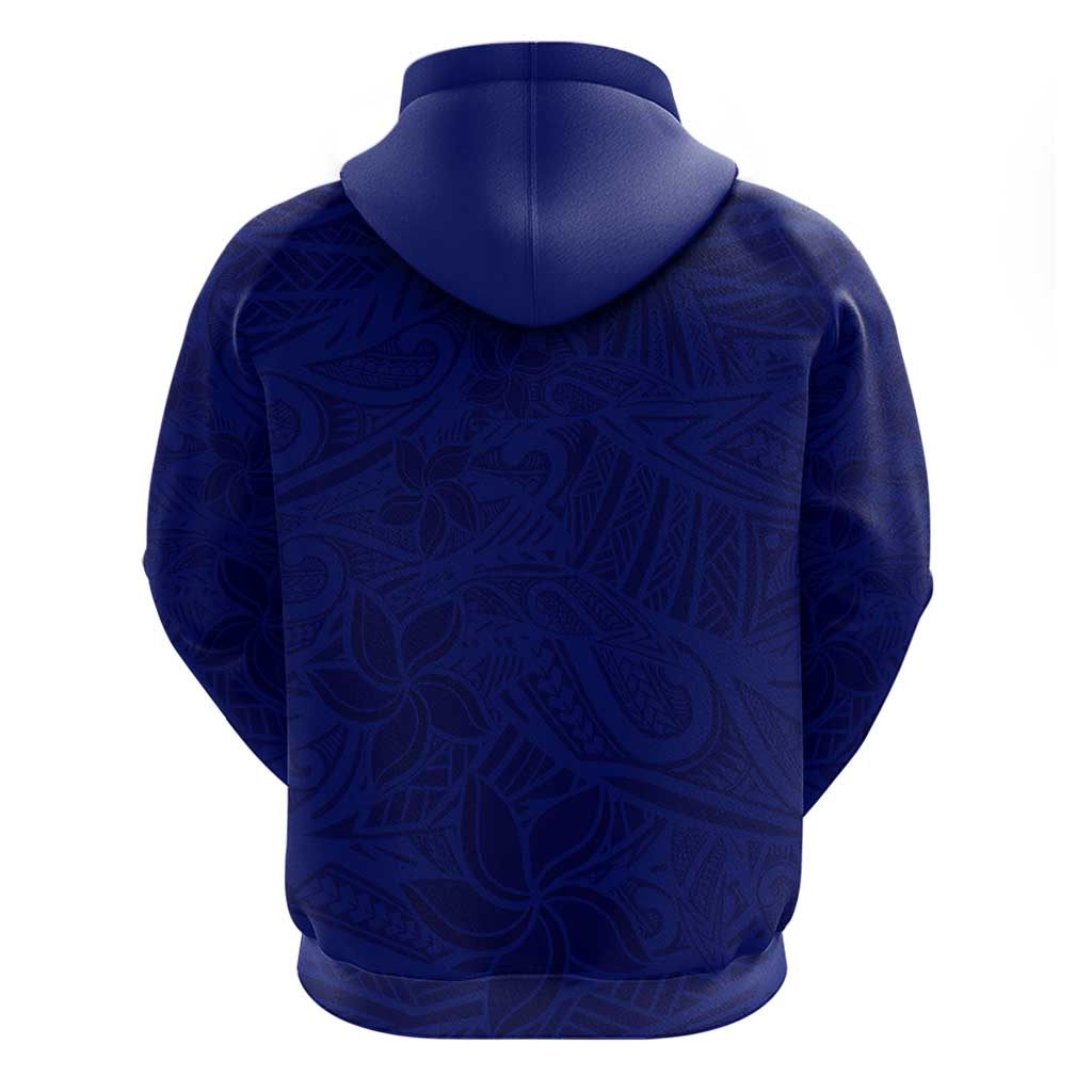 Blue Polynesia Zip Hoodie Polynesian Pattern Mix Plumeria