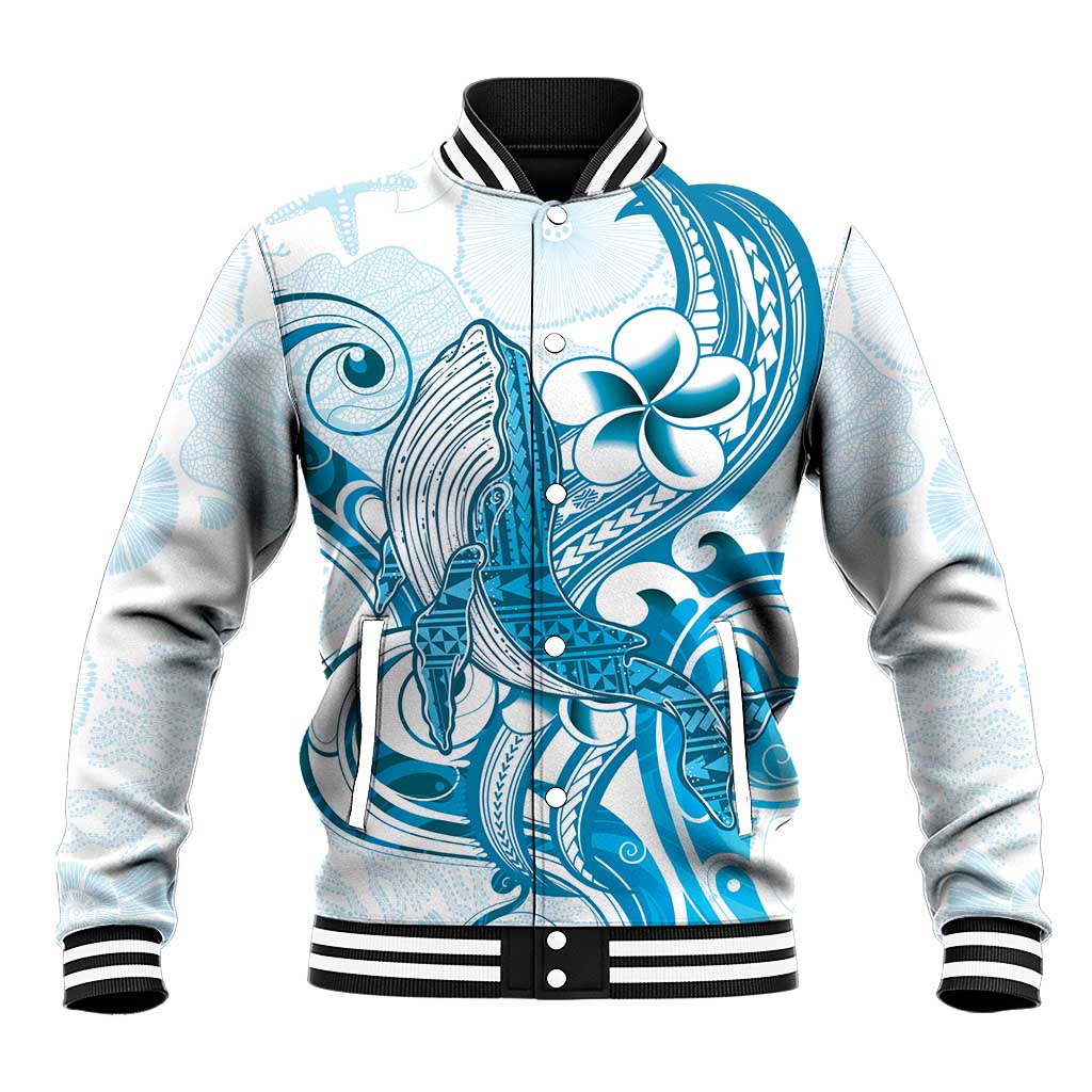 Blue Hawaii Humpback Whale Baseball Jacket Polynesian Tribal Ocean Vibes
