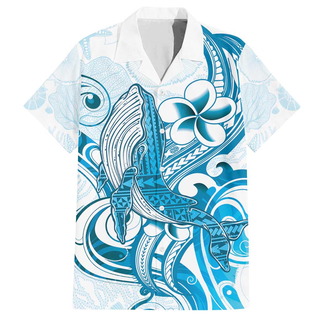Blue Hawaii Humpback Whale Family Matching Long Sleeve Bodycon Dress and Hawaiian Shirt Polynesian Tribal Ocean Vibes