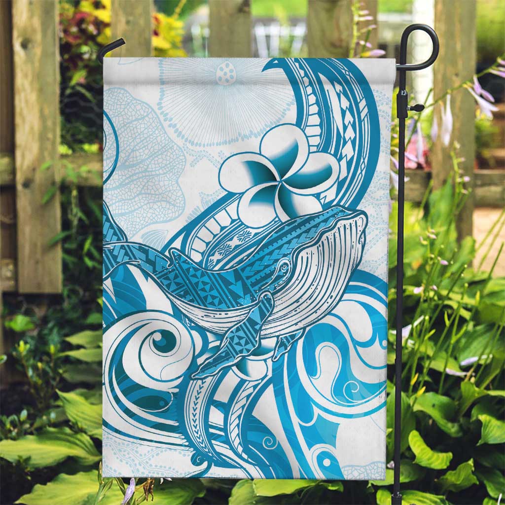 Blue Hawaii Humpback Whale Garden Flag Polynesian Tribal Ocean Vibes LT14 Garden Flag Blue - Polynesian Pride