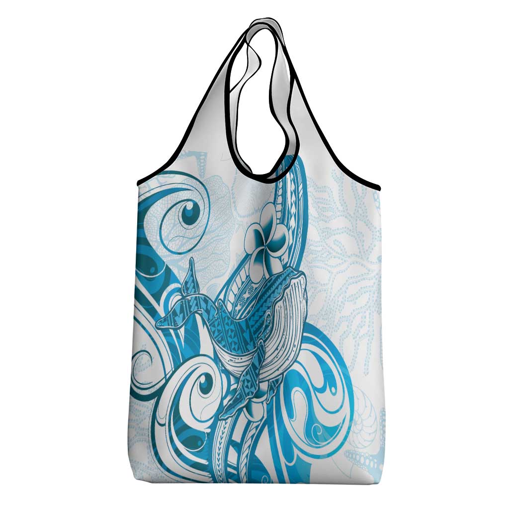 Blue Hawaii Humpback Whale Grocery Bag Polynesian Tribal Ocean Vibes