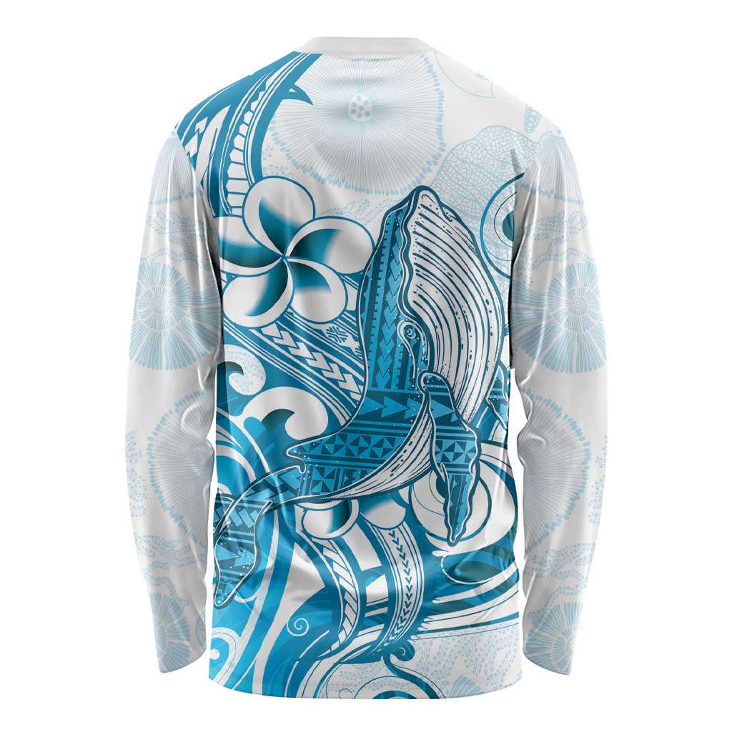 Blue Hawaii Humpback Whale Long Sleeve Shirt Polynesian Tribal Ocean Vibes