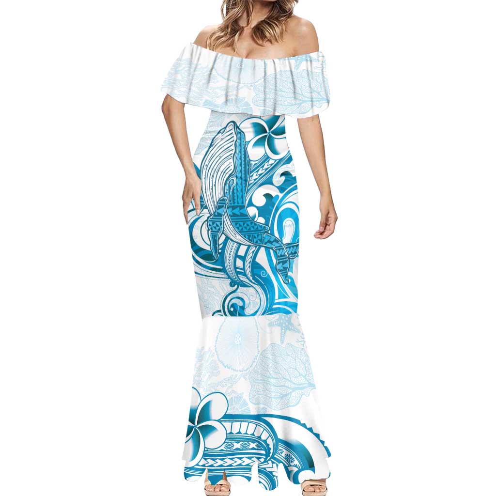 Blue Hawaii Humpback Whale Mermaid Dress Polynesian Tribal Ocean Vibes