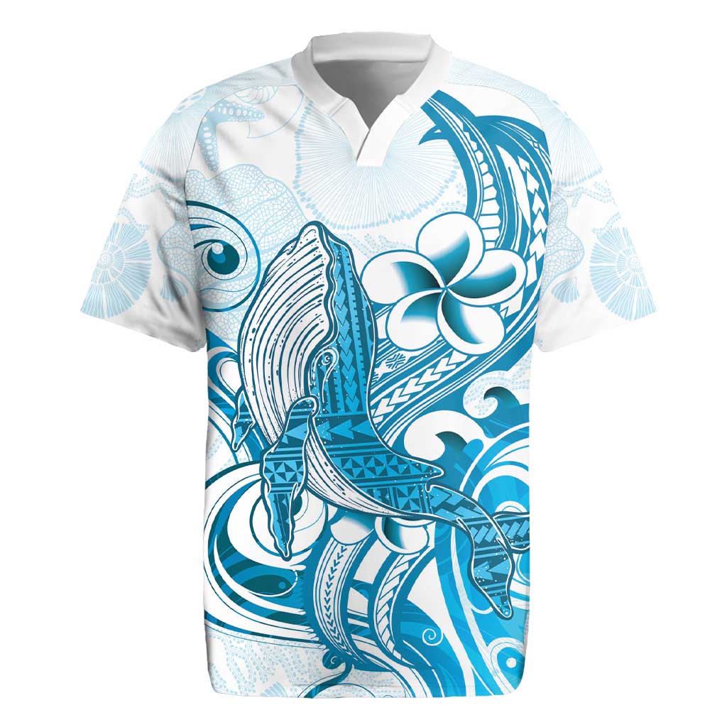 Blue Hawaii Humpback Whale Rugby Jersey Polynesian Tribal Ocean Vibes
