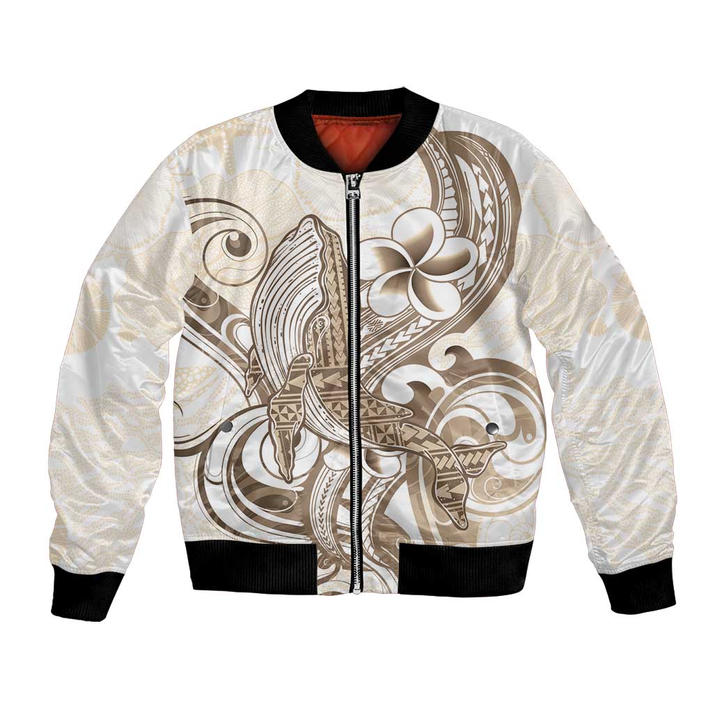 Brown Hawaii Humpback Whale Bomber Jacket Polynesian Tribal Ocean Vibes