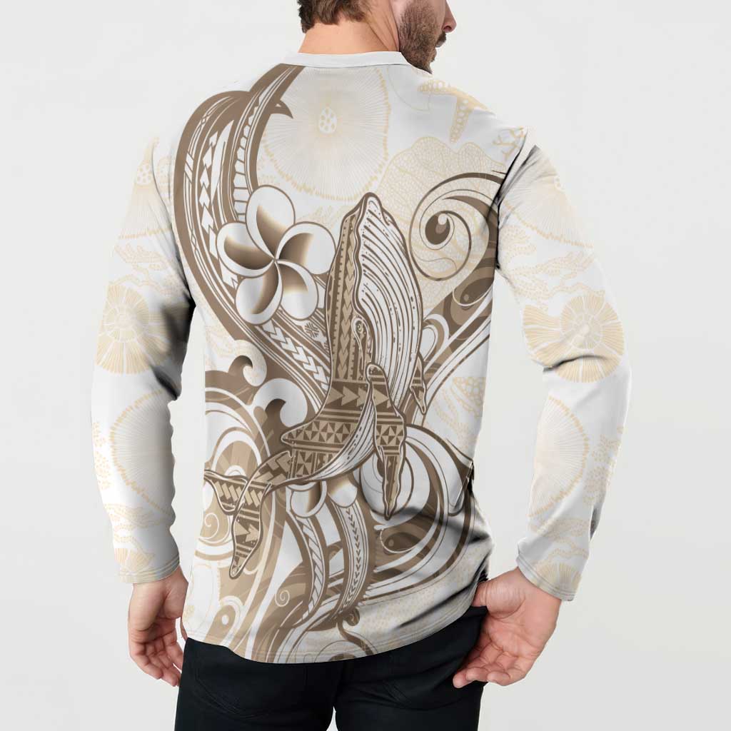 Brown Hawaii Humpback Whale Button Sweatshirt Polynesian Tribal Ocean Vibes