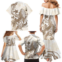 Brown Hawaii Humpback Whale Family Matching Mermaid Dress and Hawaiian Shirt Polynesian Tribal Ocean Vibes