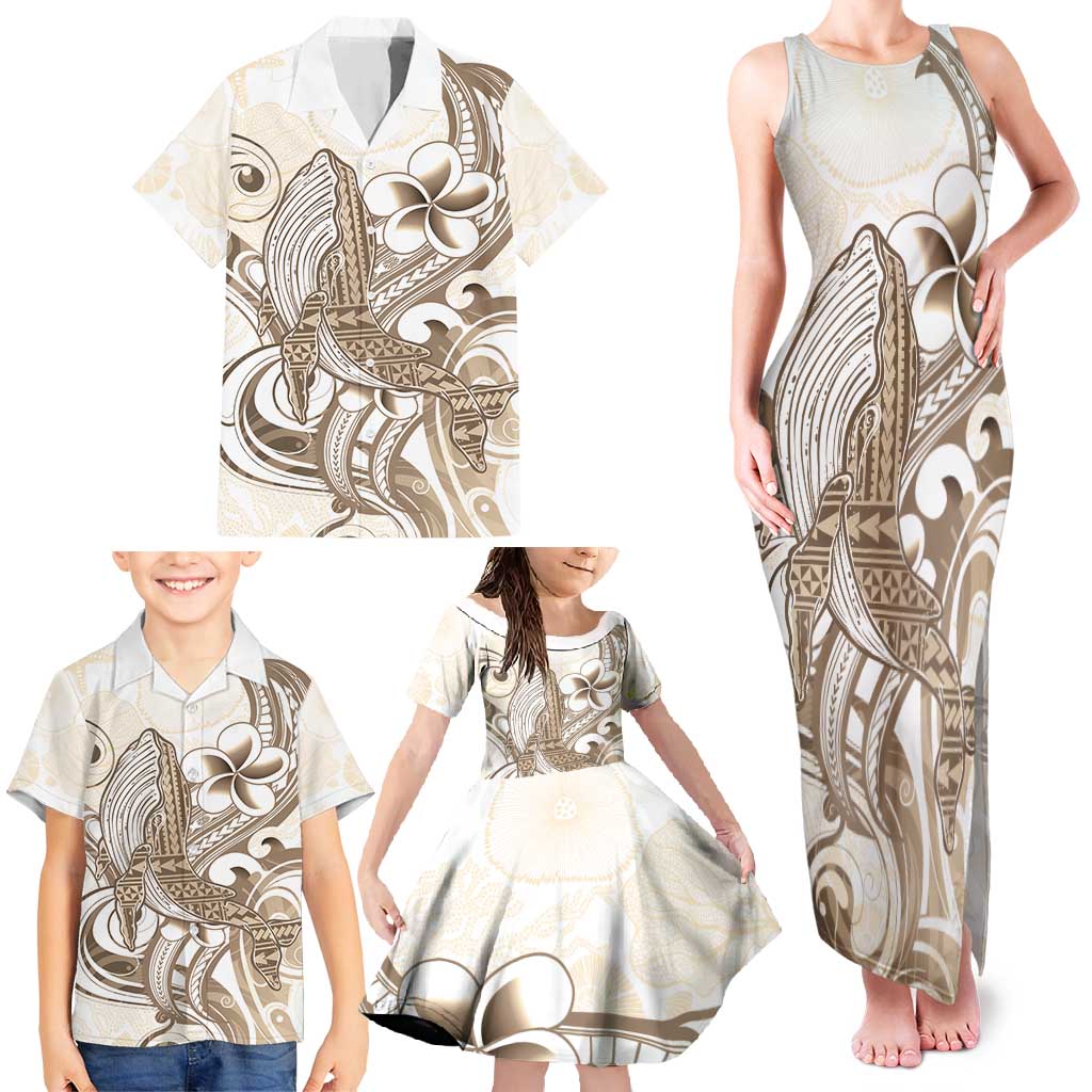 Brown Hawaii Humpback Whale Family Matching Tank Maxi Dress and Hawaiian Shirt Polynesian Tribal Ocean Vibes