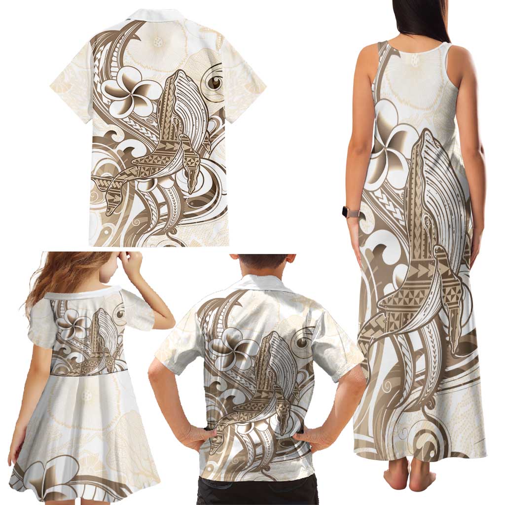 Brown Hawaii Humpback Whale Family Matching Tank Maxi Dress and Hawaiian Shirt Polynesian Tribal Ocean Vibes