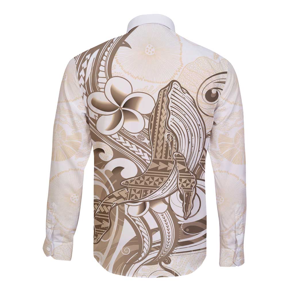 Brown Hawaii Humpback Whale Long Sleeve Button Shirt Polynesian Tribal Ocean Vibes LT14 - Polynesian Pride