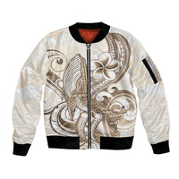 Brown Hawaii Humpback Whale Sleeve Zip Bomber Jacket Polynesian Tribal Ocean Vibes