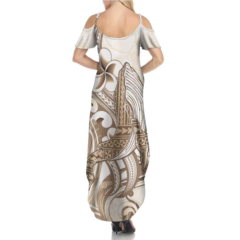 Brown Hawaii Humpback Whale Summer Maxi Dress Polynesian Tribal Ocean Vibes