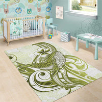 Lime Green Hawaii Area Rug Humpback Whale Tattoo Polynesian Tribal Ocean Vibes