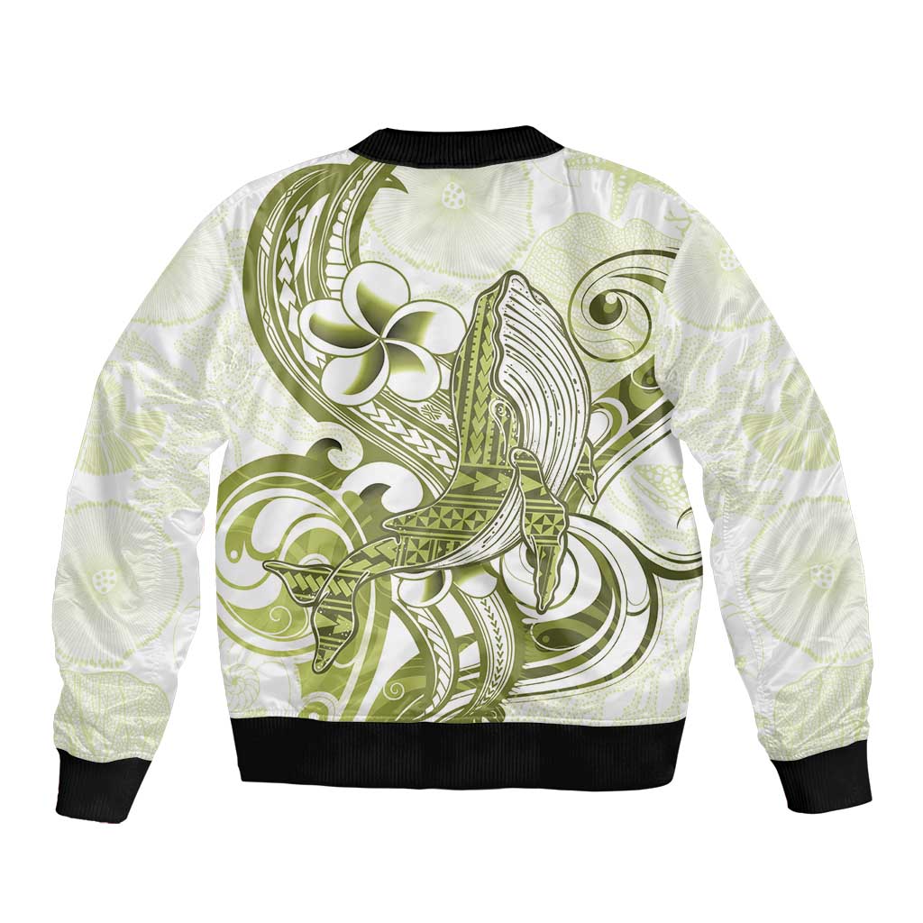 Lime Green Hawaii Bomber Jacket Humpback Whale Tattoo Polynesian Tribal Ocean Vibes