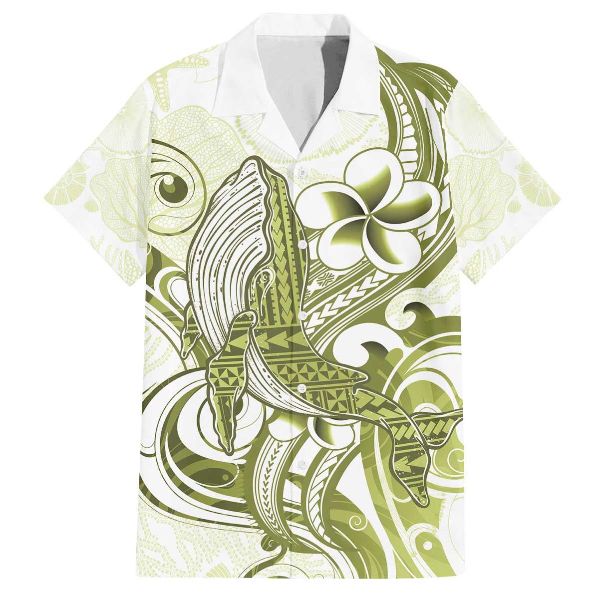 Lime Green Hawaii Family Matching Puletasi and Hawaiian Shirt Humpback Whale Tattoo Polynesian Tribal Ocean Vibes