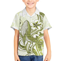 Lime Green Hawaii Kid Hawaiian Shirt Humpback Whale Tattoo Polynesian Tribal Ocean Vibes LT14 Kid Lime Green - Polynesian Pride